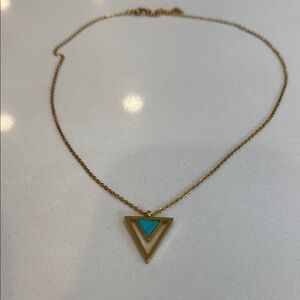 Gold and Blue Triangle Pendant Necklace